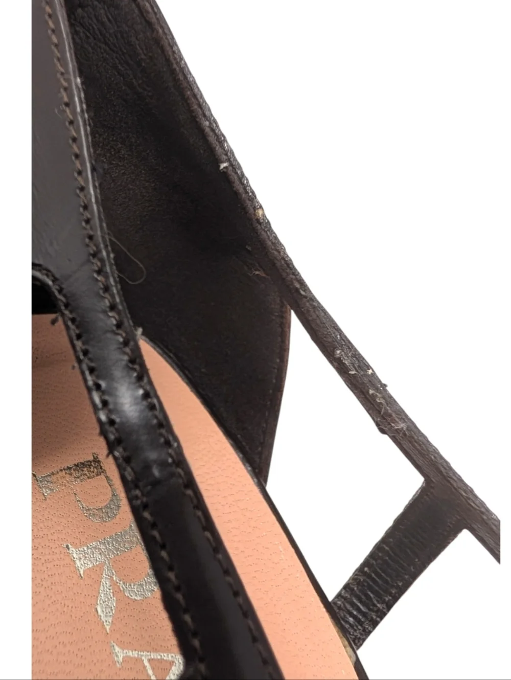 Prada Vintage Cutout Lattice Bondage Pointed Toe Kitten Heel Pump Brown 38.5 | 8